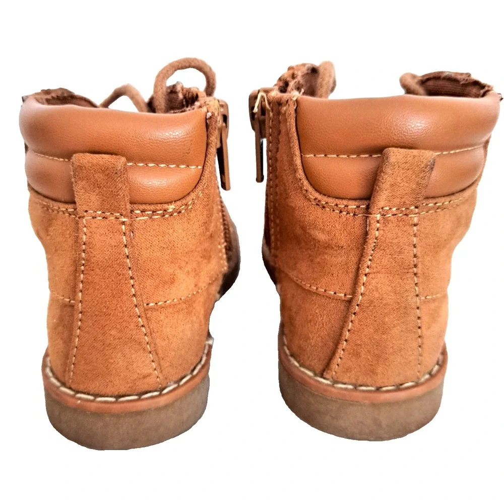 Old Navy Brown Faux Suede Boots‎ Girls / Baby Size 7 Side Zipper Utility Preppy